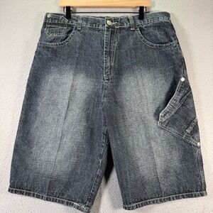Vintage Makaveli Denim Jeans Shorts Mens 38 Stone Wash Baggy Wide Leg Streetwear